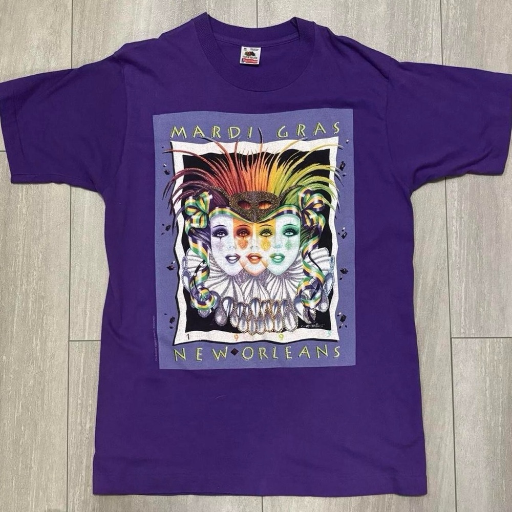 Vintage 1994 Mardi Gras Shirt Mens Purple New Orleans Size M